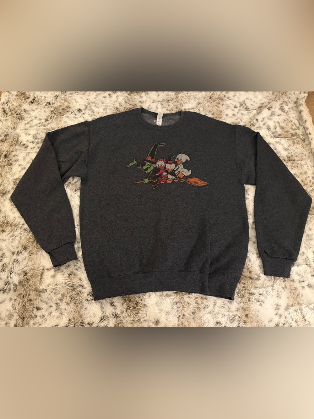 Disney by Jerzees Dark Gray Huey, Dewey, and Louie Halloween Crewneck Sweatshirt